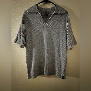 Stripe Boucle Montauk Polo in Navy